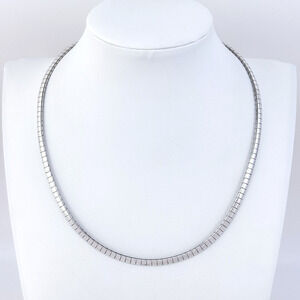 AS IS Vintage Italy Sterling Silver 925 4.2mm Omega Necklace 16"